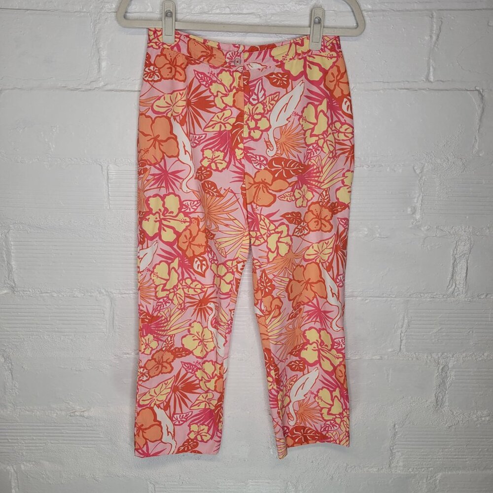 Lilly Pulitzer Women's Size 4 Pants Crop Pink Orange Flowers